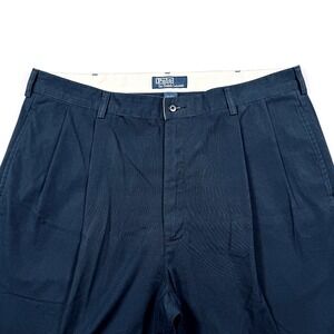Vintage Polo‎ Ralph Lauren Mens Chino Pleated Casual Dress Pants Navy Blue 38x32